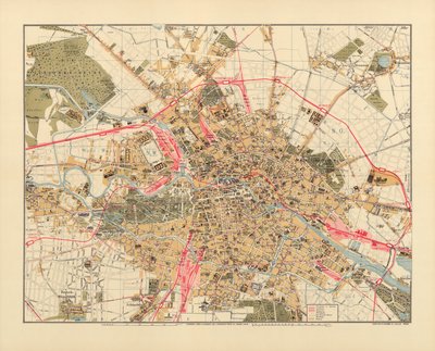 Map of Berlin, printed by C.L. Keller, Berlin, 1890 by Jul. Straube